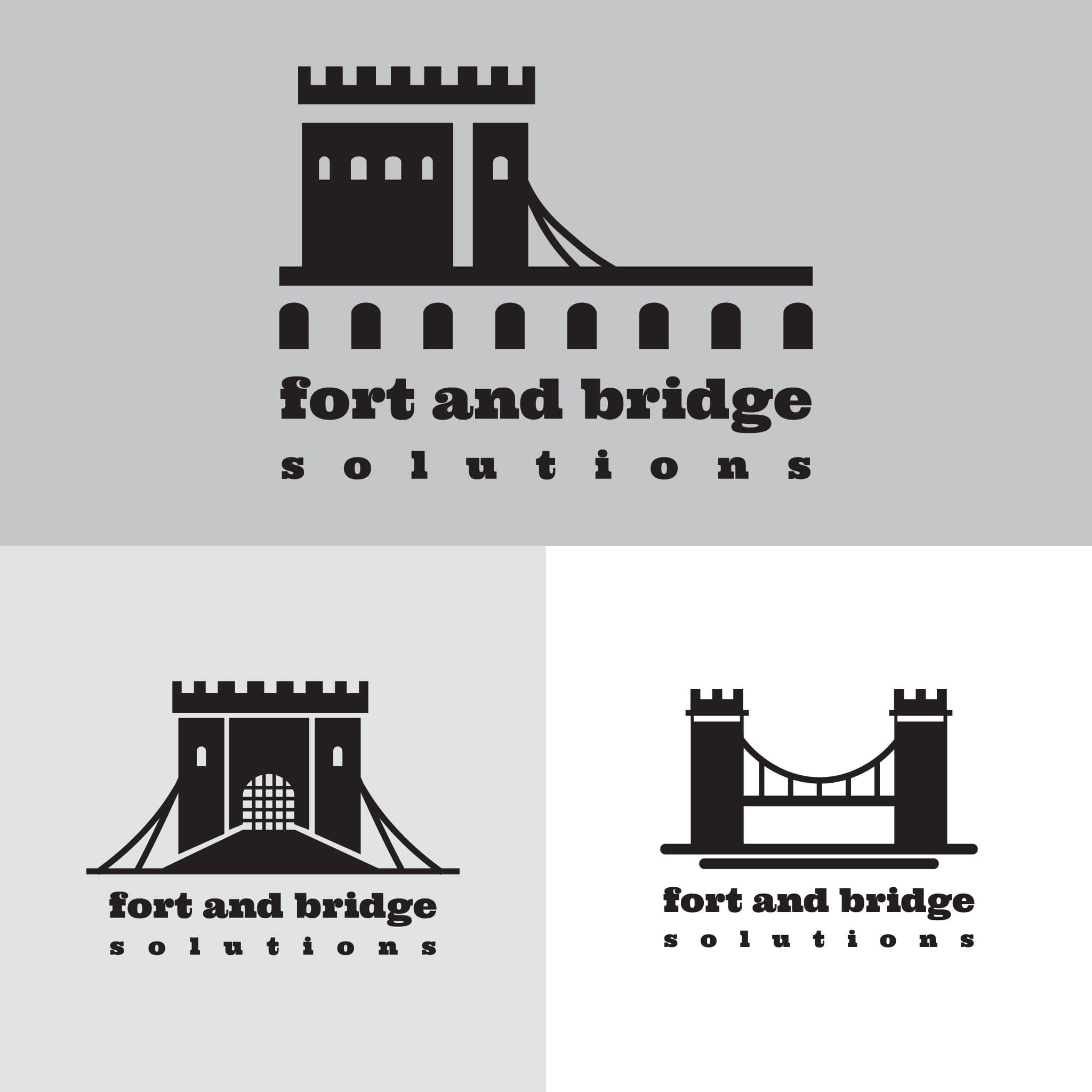 first iterations of fort and bridge logo (sketch 1)